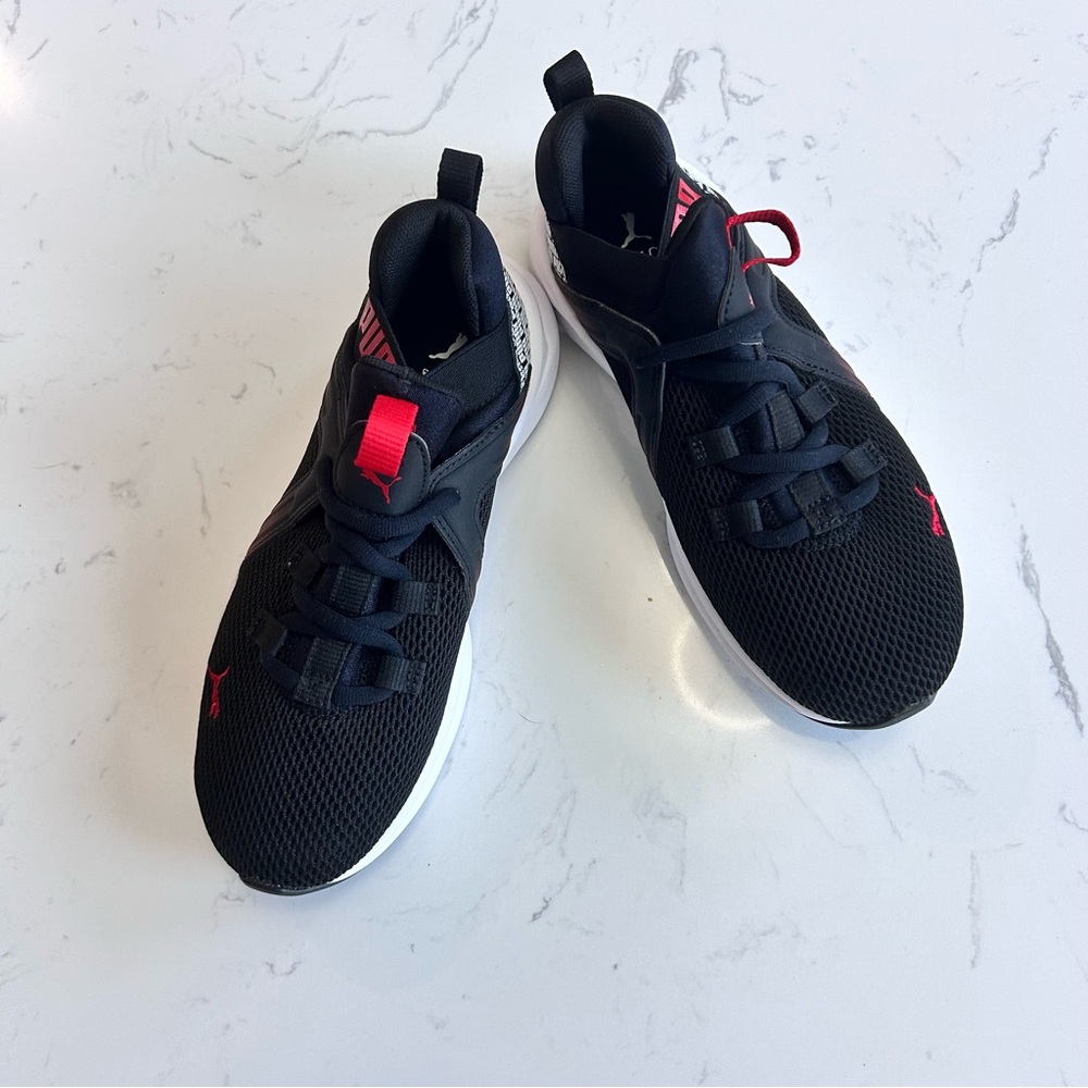 PUMA Softride ENZO 5 Kids Size 3 Black Red Sneakers